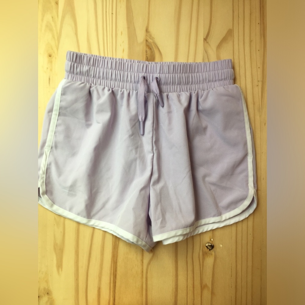 Light Lavender Athletic Shorts with White Trim Lavander Elastic Waist Tek Gear